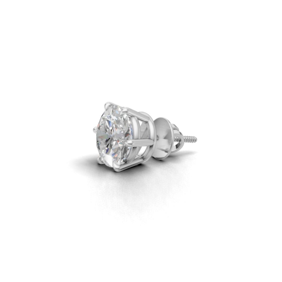 Avarta Jewellery 92.5 Sterling Silver 2 Carat Solitaire Unisex Stud Earring - Single Pcs