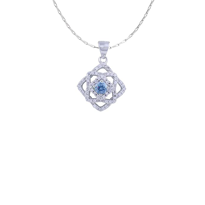 Avarta Jewellery Sterling Silver Blue Tourmaline Pendant Set With Chain