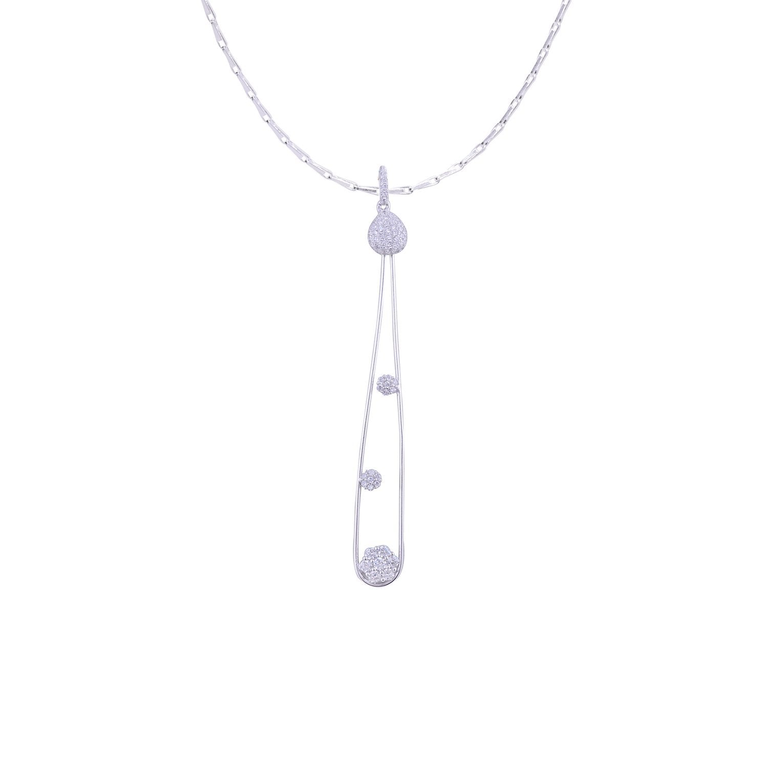 Avarta Jewellery Sterling Silver Gladsome Long Dangling Pendant Set With Chain &amp; Ring Secondary image