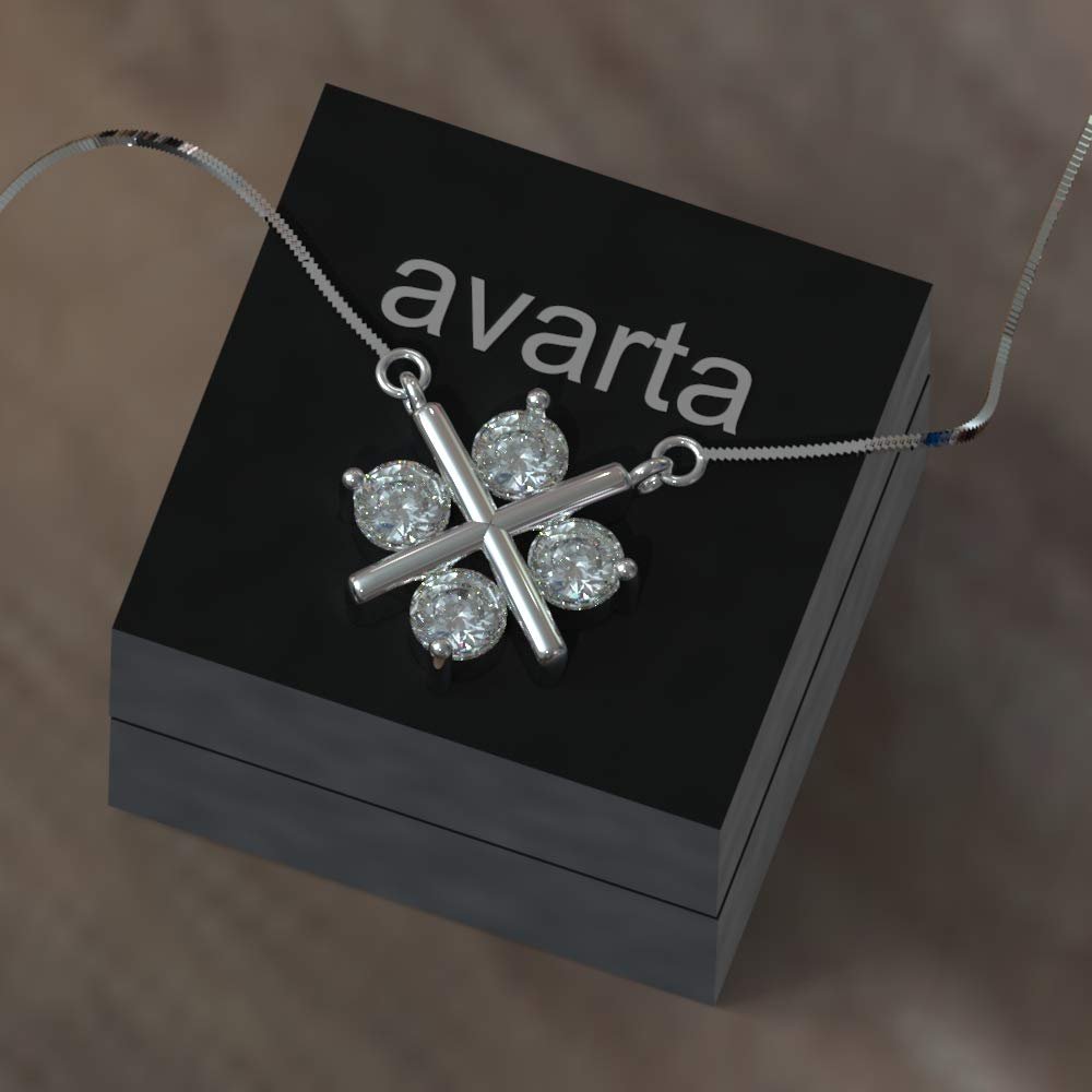 Avarta Sterling Silver 2.50 Carat Solitaire XO Pendant With Chain