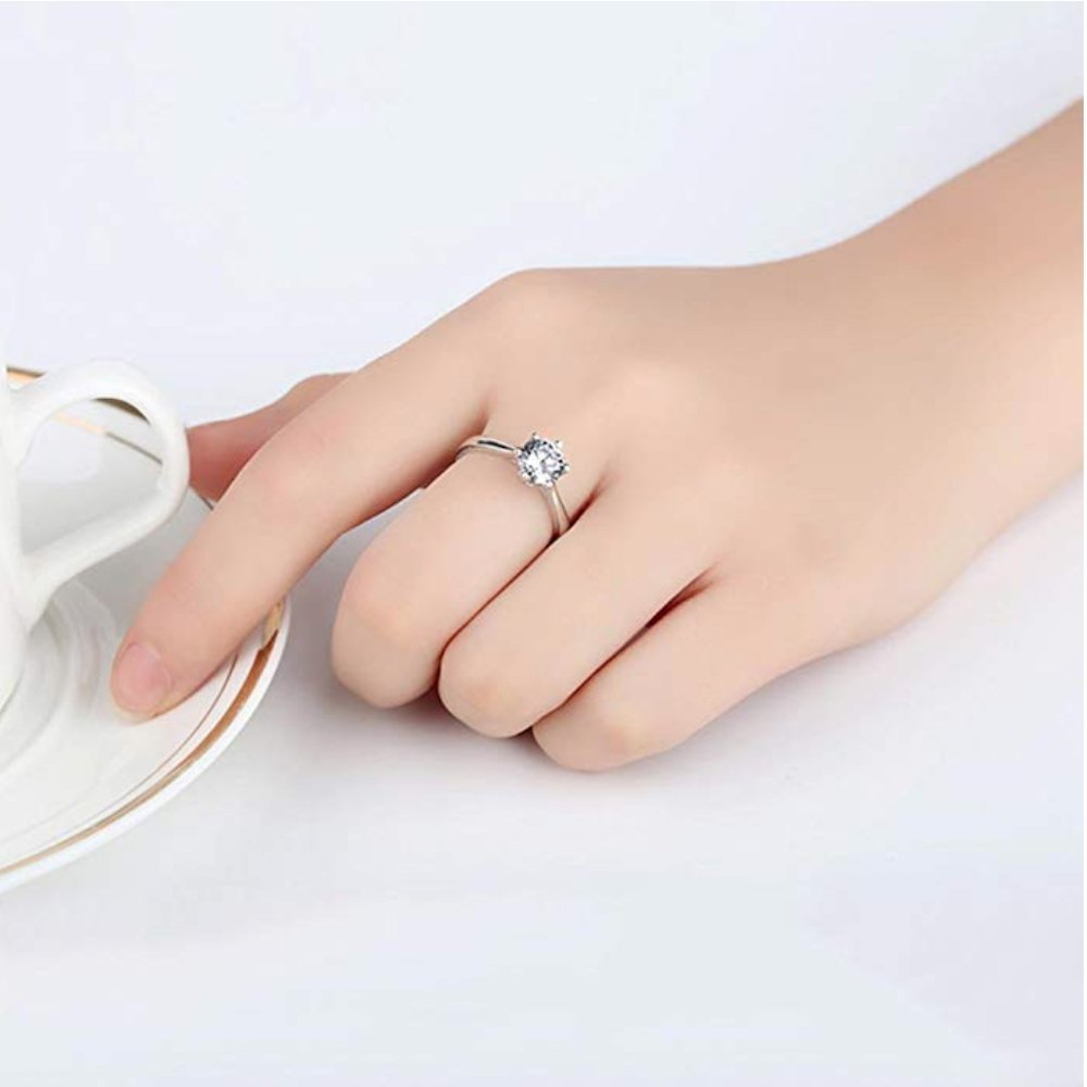 Avarta 92.5 Sterling Silver 0.80 Carat Solitaire Engagement Ring For Girls & Women Secondary image