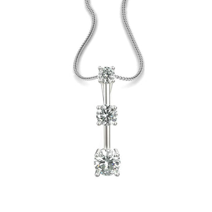 Avarta Sterling Silver Solitaire American Diamond Trilogy Pendant With Chain