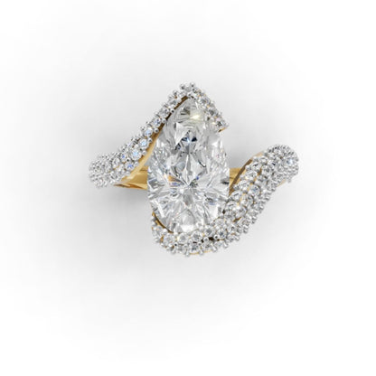 Avarta Solitaire Lab Diamond Ring in 9K-14K-18K Gold, Pear Shape Modern Design, Timeless Luxury, Unique Diamond Ring