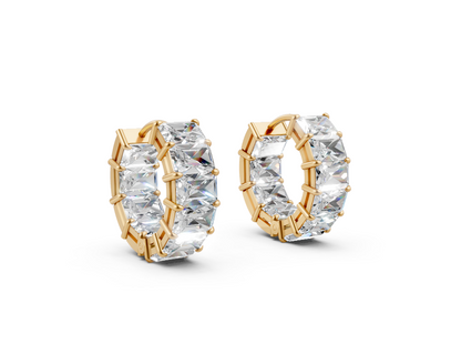 Avarta Gold Emerald cut Lab Grown Diamond Hoop Earrings