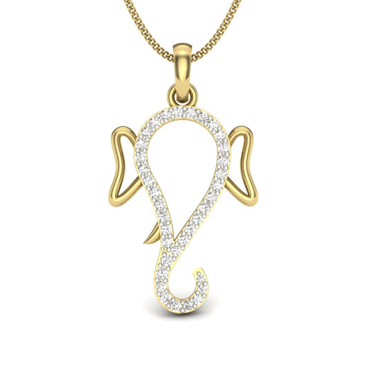 Ganpati Bappa Diamond Pendant 9K 14K 18K Gold Lab Grown Diamond Lord Ganesha Bhagwan Minimal Spiritual Luxury Jewelry Gift