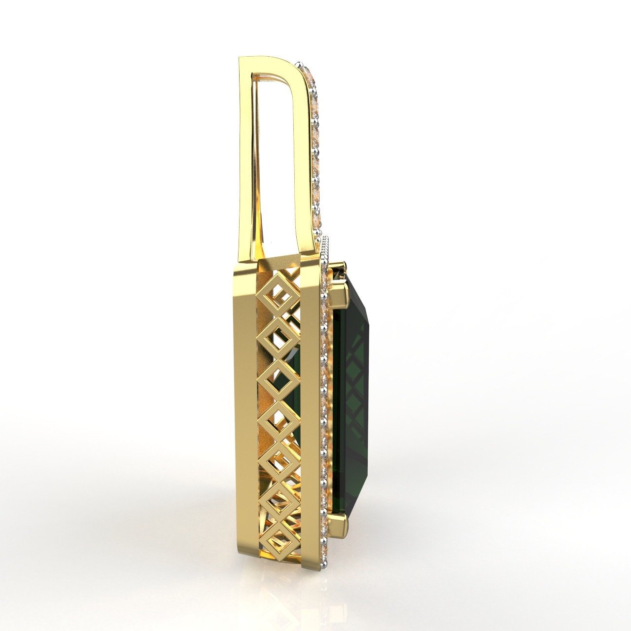 Avarta 18K Gold Certified Diamond Emerald Pendant Set