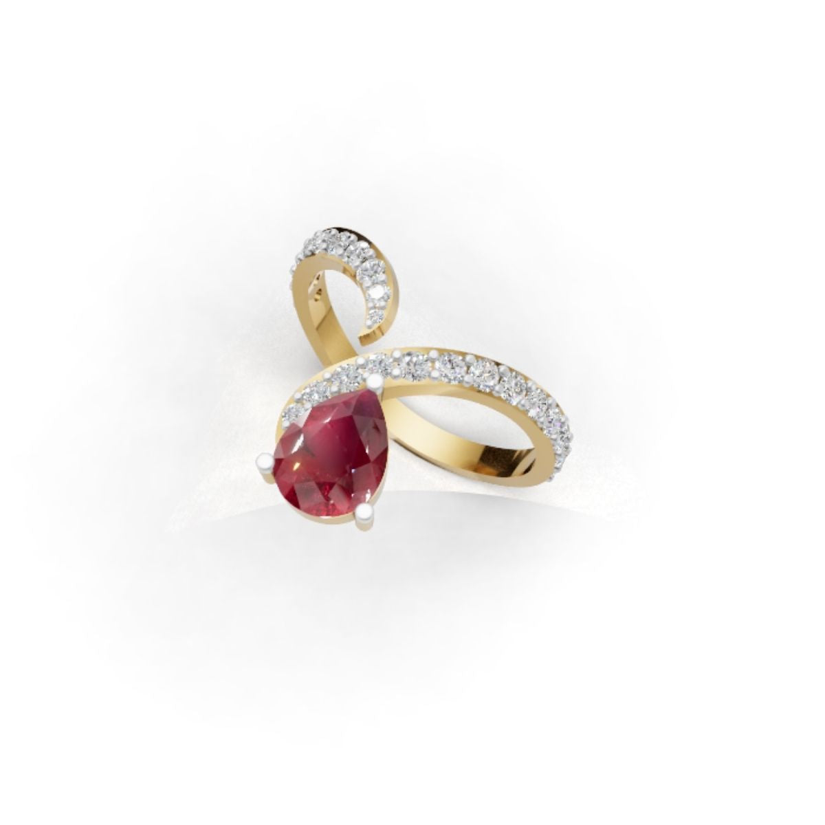 Avarta 14K 18K Gold Diamond Ring With Emerald Ruby Blue Sapphire