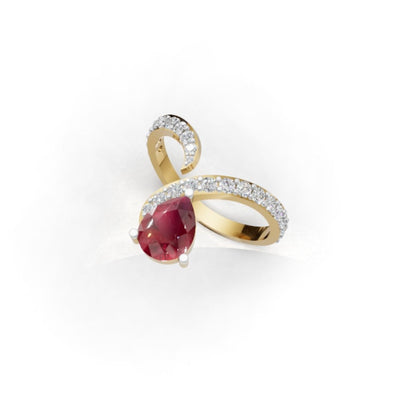 Avarta 14K 18K Gold Diamond Ring With Emerald Ruby Blue Sapphire