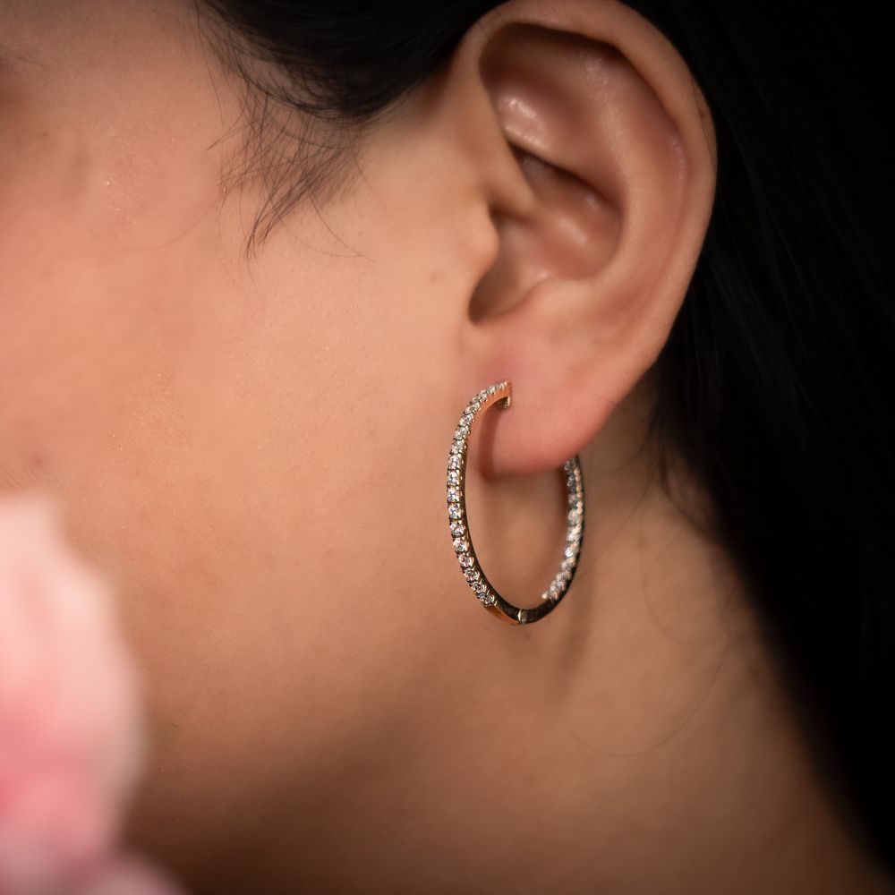 Avarta Rose Gold Diamond Bali Earring For Girls and Women Secondary image