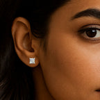 Avarta Jewellery Gold 1.50 Carat Each Princess Cut Lab Diamond Stud Earrings