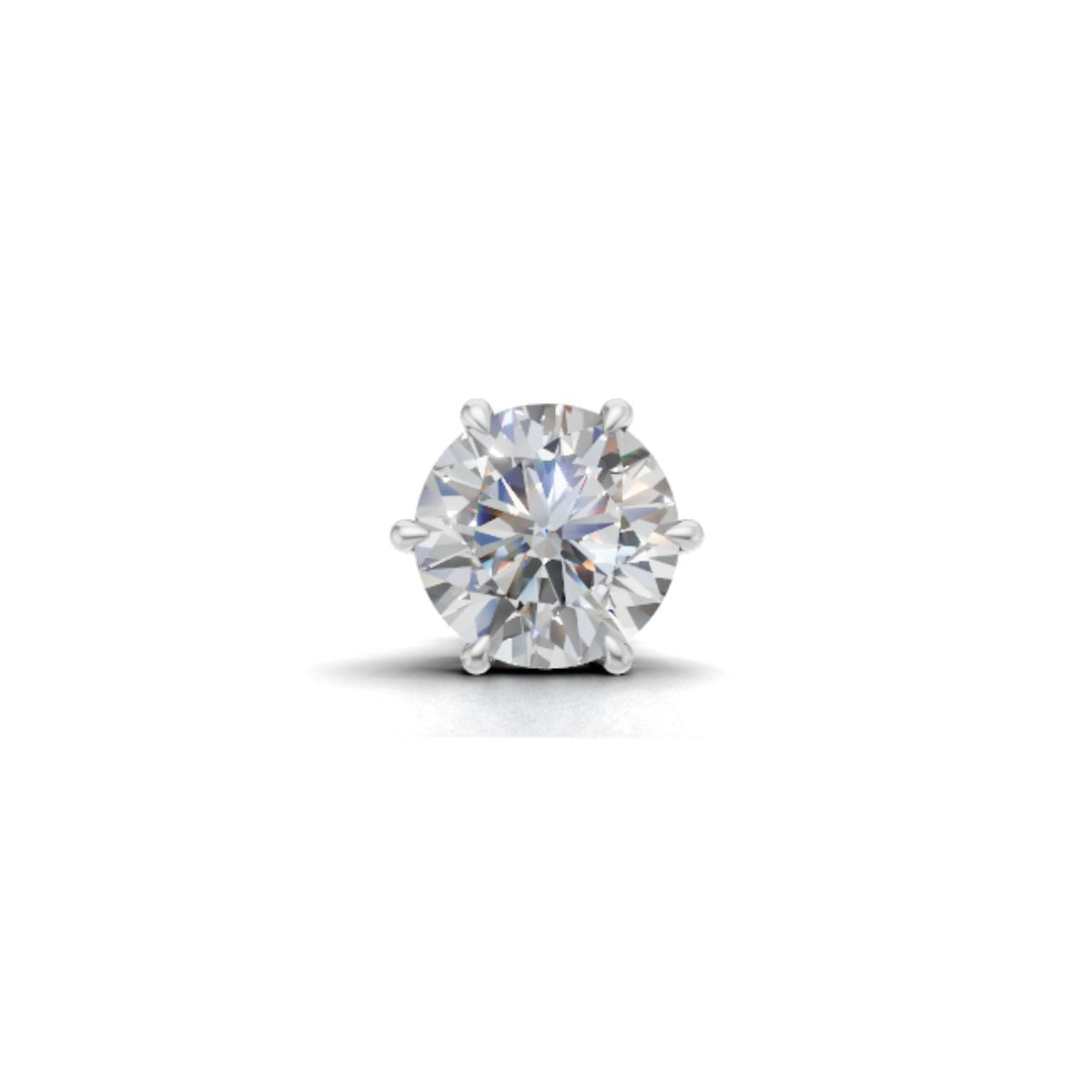 Avarta Jewellery 92.5 Sterling Silver 2 Carat Solitaire Unisex Stud Earring - Single Pcs