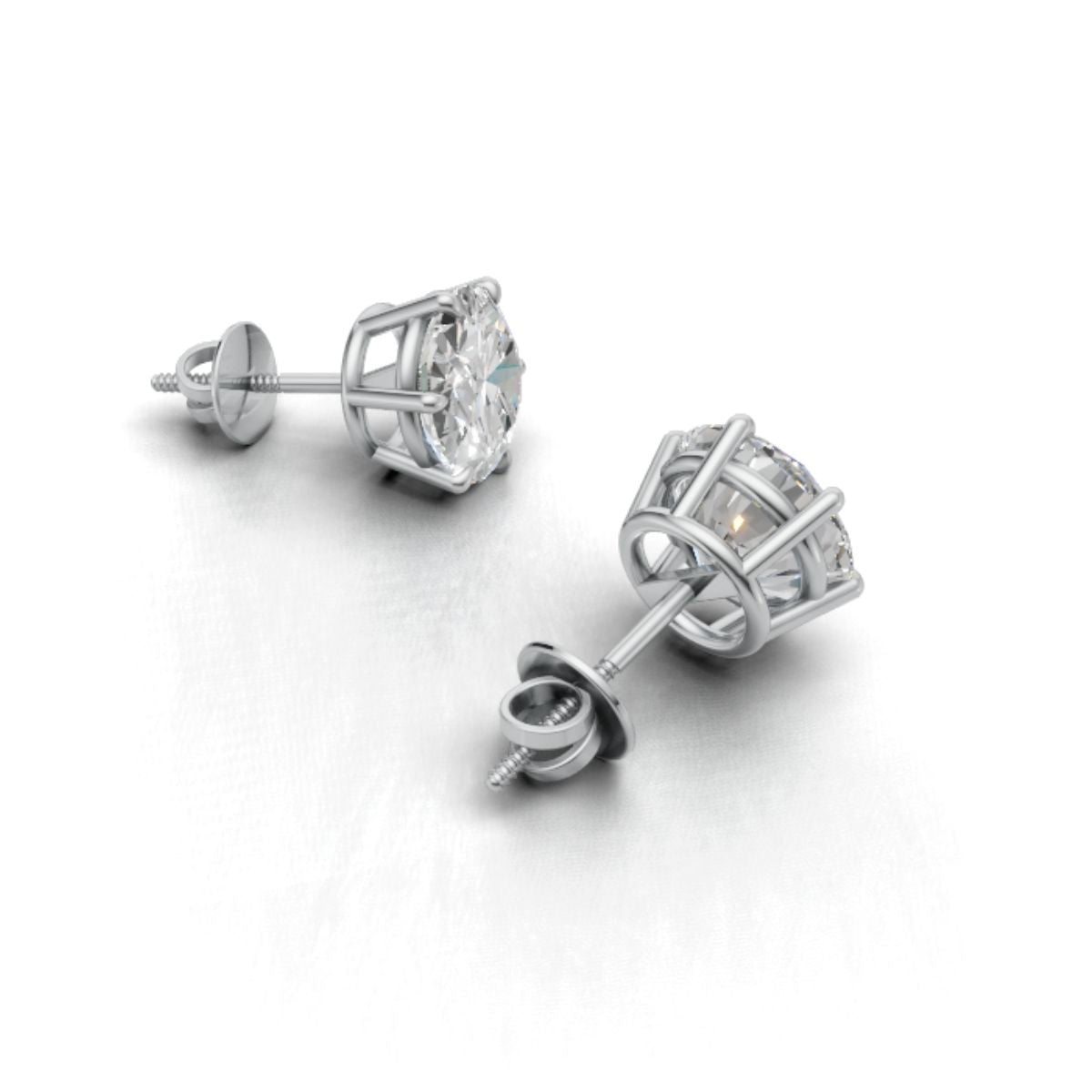 Avarta Sterling Silver 3 Carat Each Solitaire Stud Earrings
