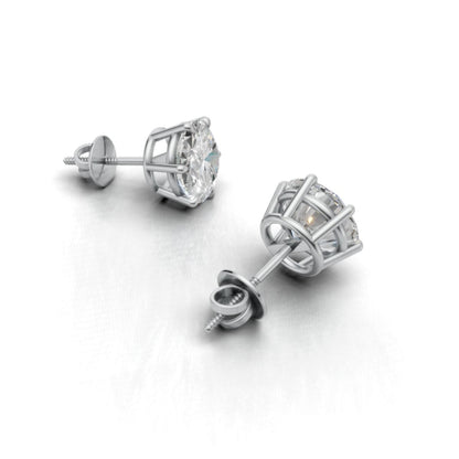 Avarta Sterling Silver 3 Carat Each Solitaire Stud Earrings