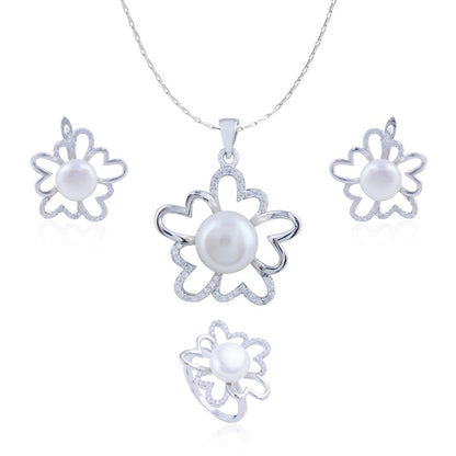 Affordable Vigorous Pearl Pendant Set with Chain and Ring – Elegant Jewelry by Avarta Jewellery