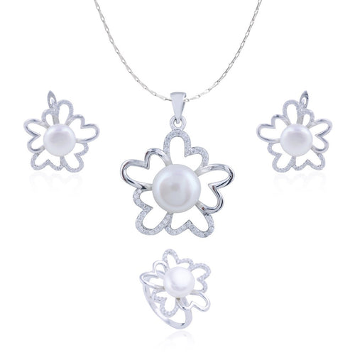 Affordable Vigorous Pearl Pendant Set with Chain and Ring – Elegant Jewelry by Avarta Jewellery