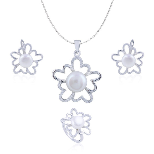 Affordable Vigorous Pearl Pendant Set with Chain and Ring – Elegant Jewelry by Avarta Jewellery