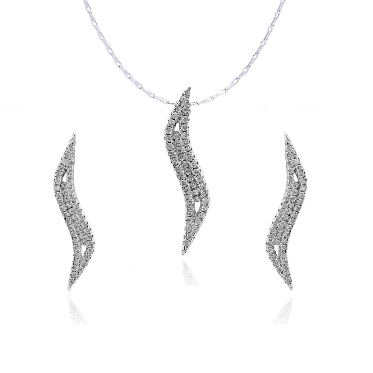 Avarta Sterling Silver American Diamond Pendant Set For Girls &amp; Women