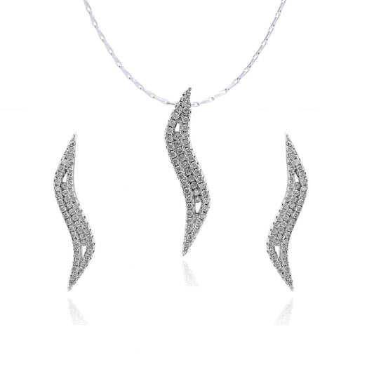Avarta Sterling Silver American Diamond Pendant Set For Girls &amp; Women