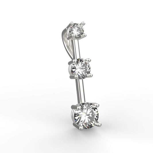 Avarta Sterling Silver Solitaire American Diamond Trilogy Pendant With Chain