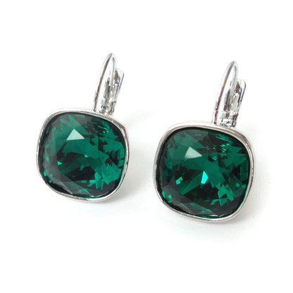Avarta Jewellery Sterling Silver 5.50 Carat Each Emerald Ruby Cushion Loop Earrings For Girls &amp; Women