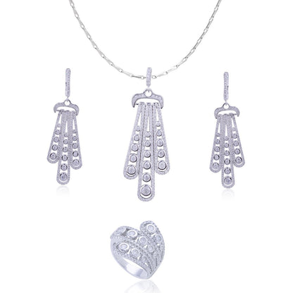 Avarta Jewellery Sterling Silver Embracing Pendant Set With Chain &amp; Ring