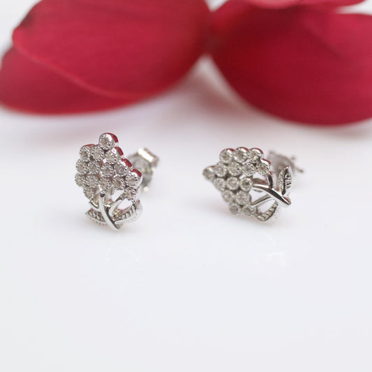 Avarta Sterling Silver Studs Earrings With American Diamonds For Women &amp; Girls