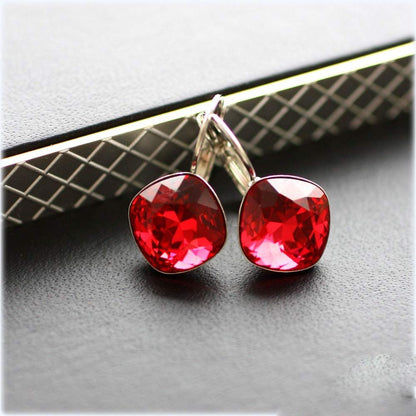 Avarta Jewellery Sterling Silver 5.50 Carat Each Emerald Ruby Cushion Loop Earrings For Girls &amp; Women