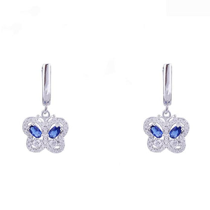 Avarta Jewellery Sterling Silver Blue Sapphire Butterfly Pendant Set