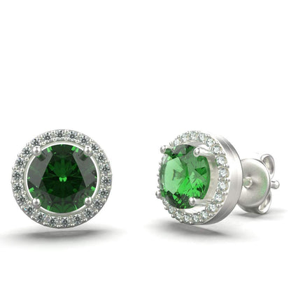 Avarta Sterling Silver Ebullient Studs With Faux Emerald &amp; Cubic Zirconia For Women &amp; Girls