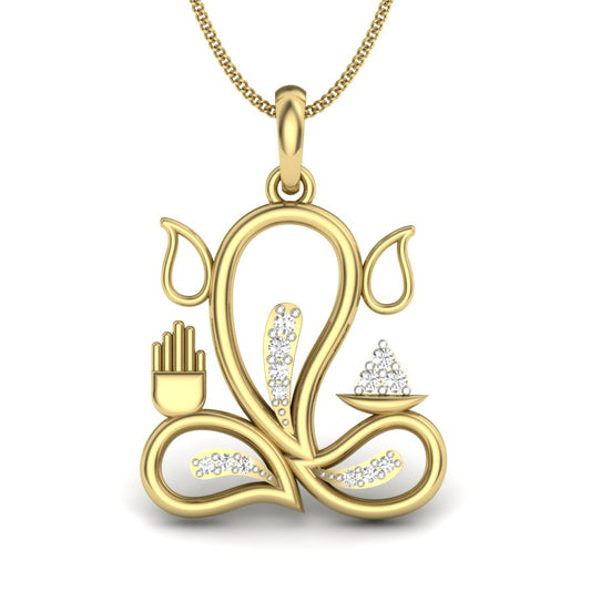 Divine Lord Ganesha Pendant in 9K | 14K | 18K Gold with Certified Lab Grown Diamonds - Spiritual Elegance Meets Timeless Sparkle