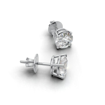 Avarta 18k Gold Lab Grown 1 Carat Each Solitaire Stud Earrings