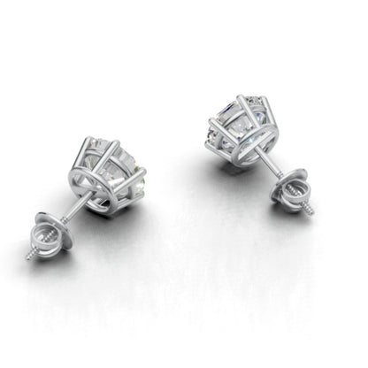 Avarta Sterling Silver 3 Carat Each Solitaire Stud Earrings
