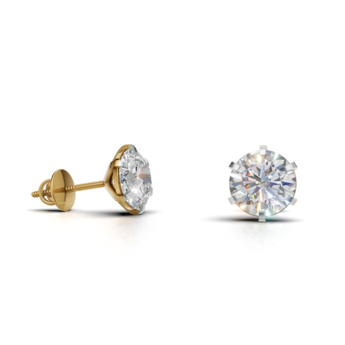 Avarta Jewellery Sterling Silver 2 Carat Solitaire Stud Earrings
