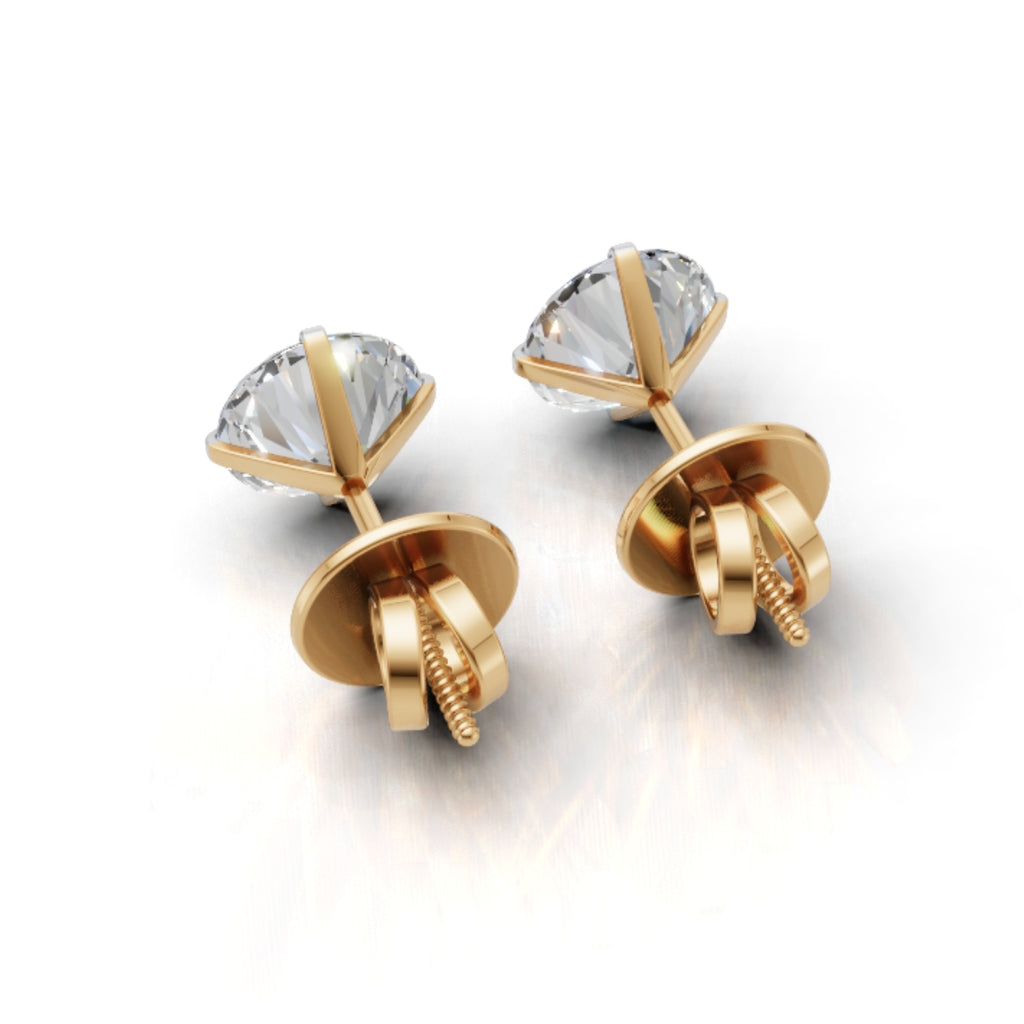 Avarta Gold 1 Carat Each Lab Grown Diamond Solitaire Stud Earrings