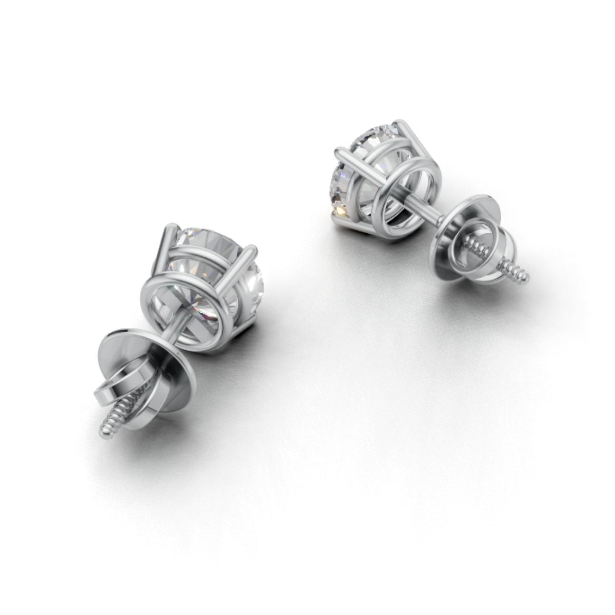 Avarta 18k Gold Lab Grown 1 Carat Each Solitaire Stud Earrings