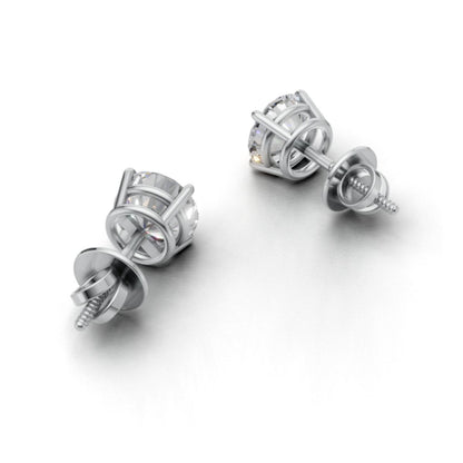 Avarta 18k Gold Lab Grown 1 Carat Each Solitaire Stud Earrings