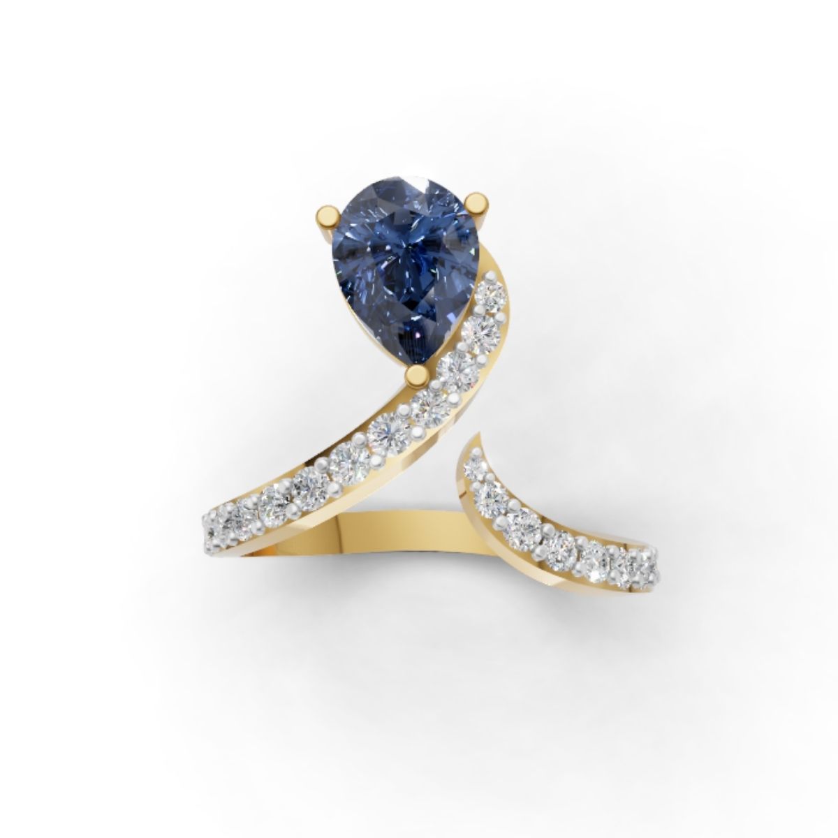 Avarta 14K 18K Gold Diamond Ring With Emerald Ruby Blue Sapphire