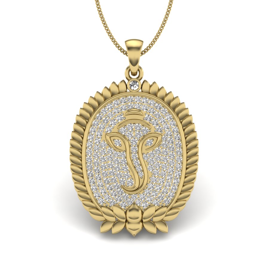 Sacred Sparkling Lord Ganesha Pendant in Gold | Spiritual Jewellery with Lab Grown Diamonds
