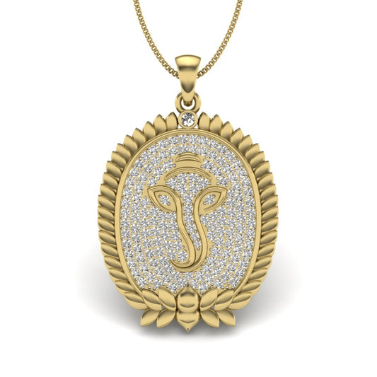 Sacred Sparkling Lord Ganesha Pendant in Gold | Spiritual Jewellery with Lab Grown Diamonds