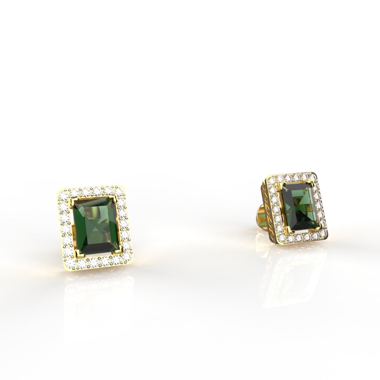Avarta 18K Gold Moissanite Emerald Pendant Set