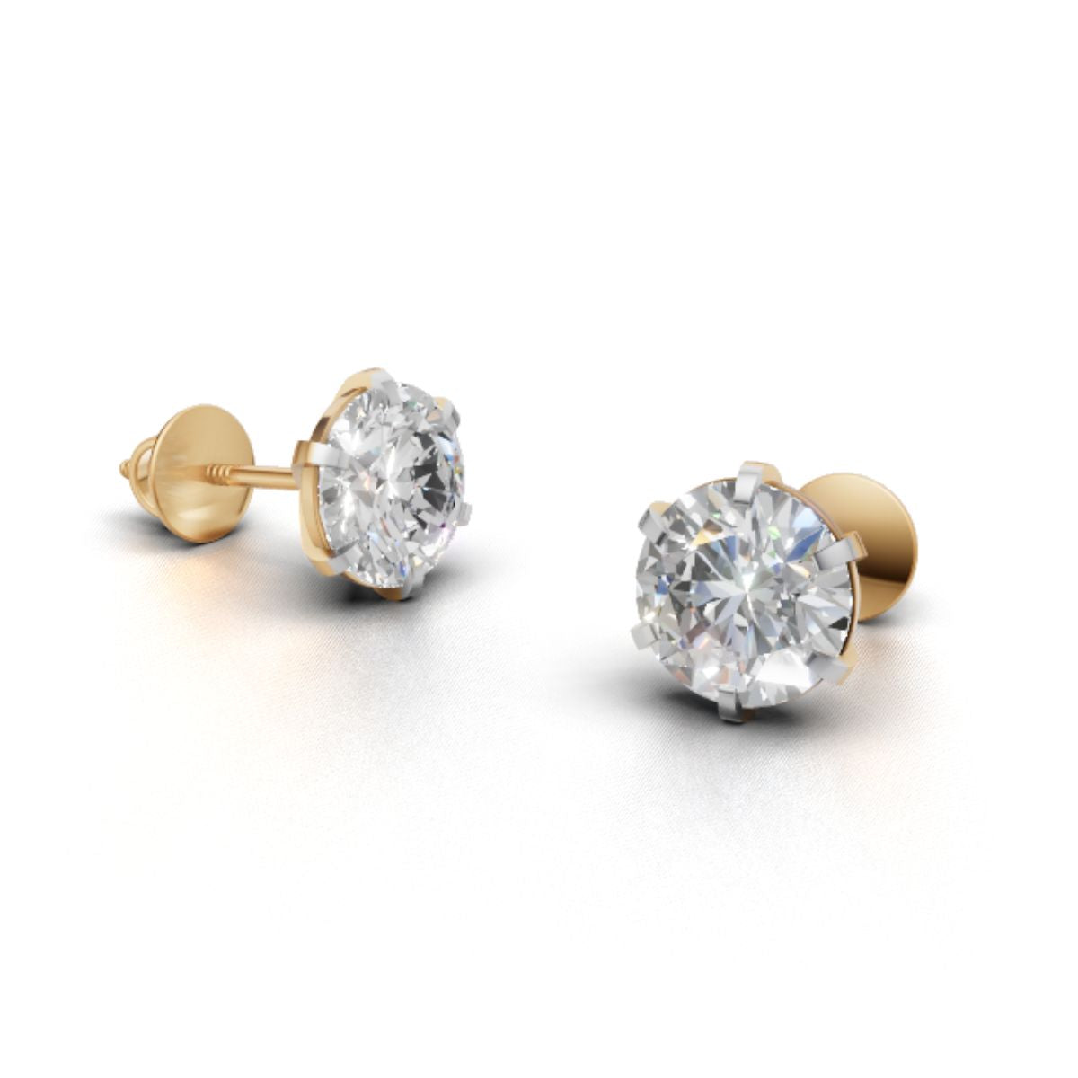 Avarta Jewellery Gold 2 Carat Each Moissanite Solitaire Stud Earrings Main image