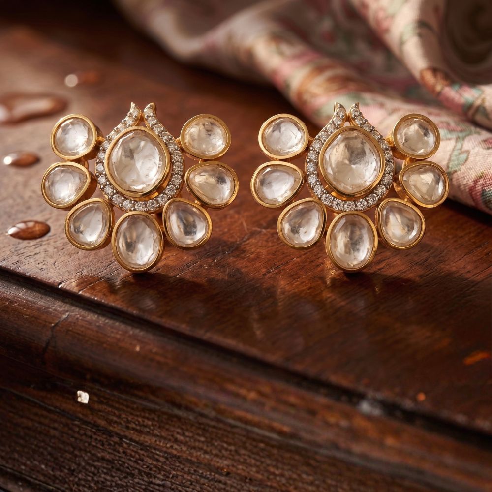 Avarta Sterling Silver Kundan Polki Pendant Set With Vermeil Gold Plating