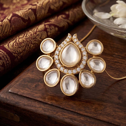 Avarta Sterling Silver Kundan Polki Pendant Set With Vermeil Gold Plating
