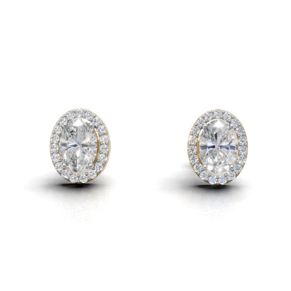 Avarta Sterling Silver 80 cents each Oval Solitaire Studs Earrings With Gold Polish