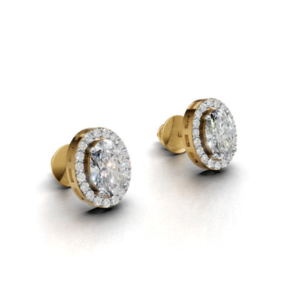 Avarta Sterling Silver 80 cents each Oval Solitaire Studs Earrings With Gold Polish