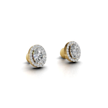 Avarta Sterling Silver 80 cents each Oval Solitaire Studs Earrings With Gold Polish
