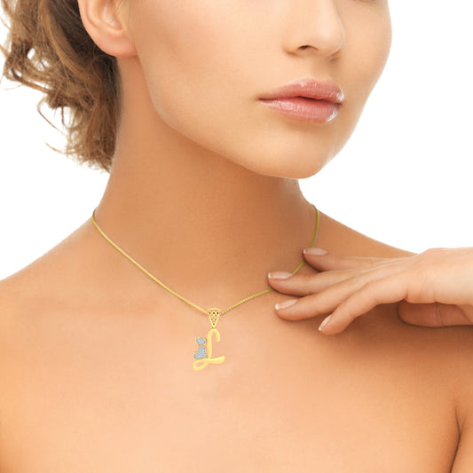 "L" for Love Twin Hearts Initial Lab Grown Diamond Pendant in 9K/14K/18K Gold | Personalized Romantic Alphabet Necklace for Her by Avarta Jewellery