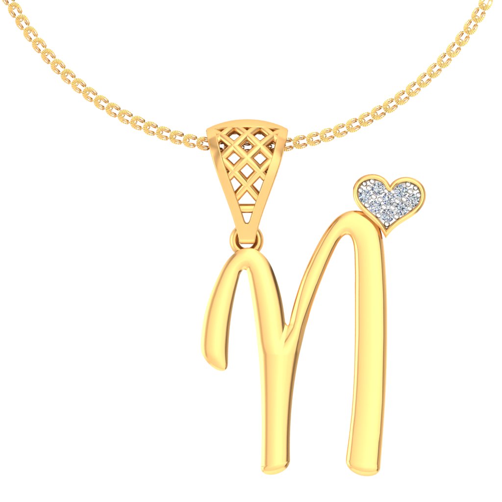 "N" for Nostalgia & New Beginnings, Sparkling Initial Lab Grown Diamond Heart Pendant in 9K/14K/18K Gold | Luxury Personalized Romantic Alphabet Necklace