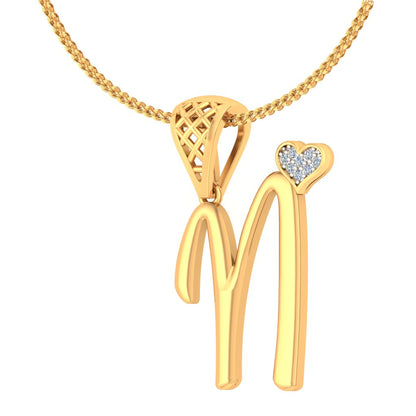 "N" for Nostalgia & New Beginnings, Sparkling Initial Lab Grown Diamond Heart Pendant in 9K/14K/18K Gold | Luxury Personalized Romantic Alphabet Necklace