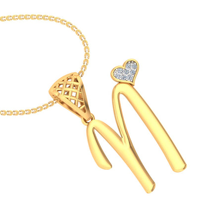 "N" for Nostalgia & New Beginnings, Sparkling Initial Lab Grown Diamond Heart Pendant in 9K/14K/18K Gold | Luxury Personalized Romantic Alphabet Necklace